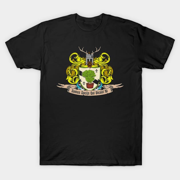 Shrubbery Crest (Black Print) T-Shirt by Miskatonic Designs